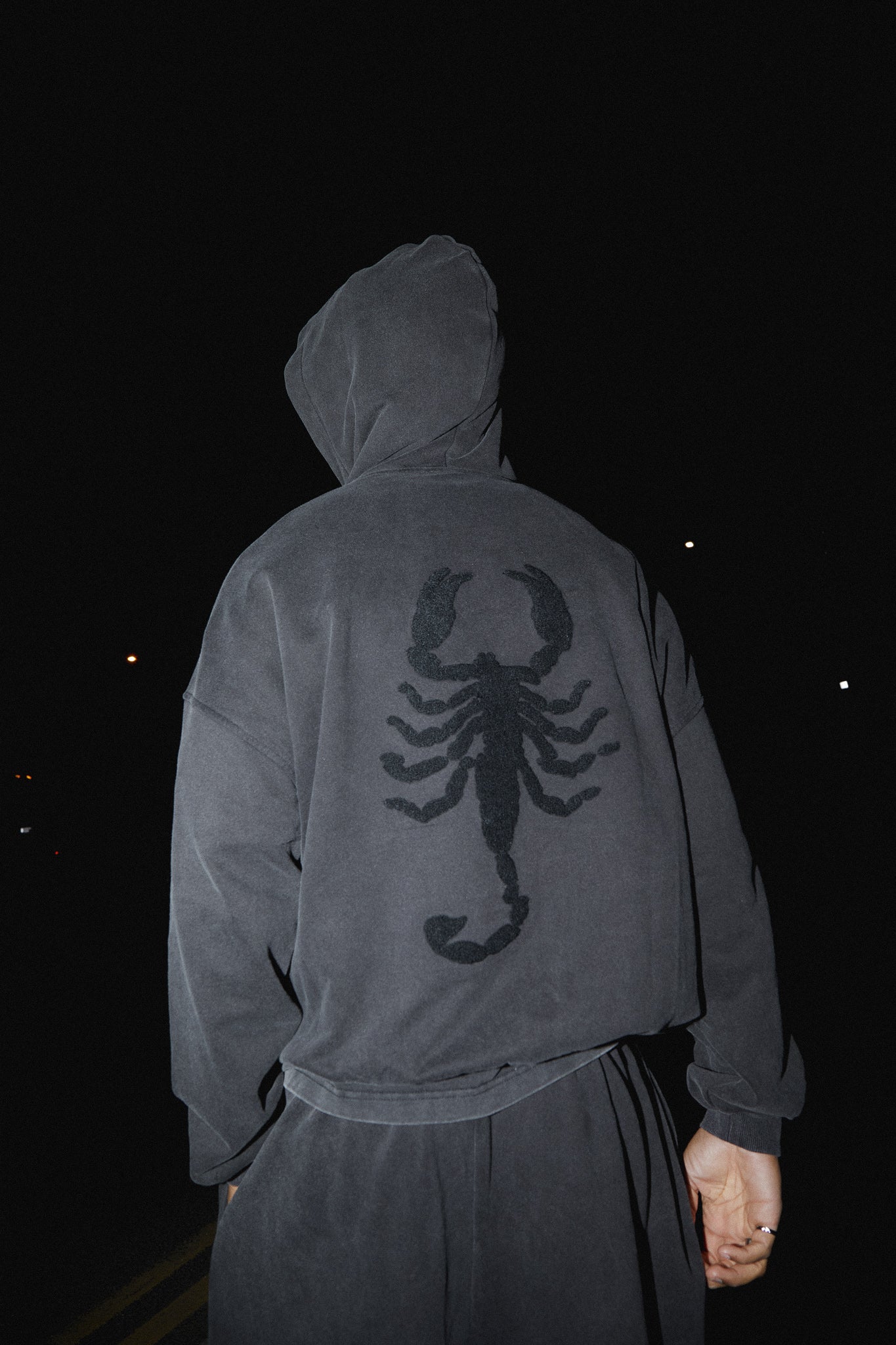 "STING" HOODY - Washed Black - Image 10